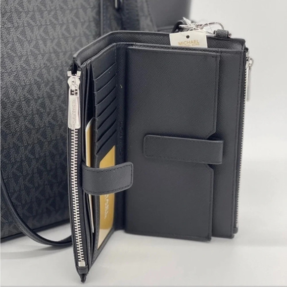 Michael Kors Charlotte Bag & Double Zip Wallet Black - Picture 4 of 10